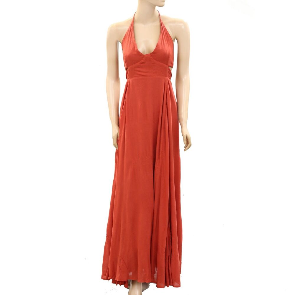 Free People Free Est Lille Long Maxi Dress Halter Sleeveless Resort L NWT 273106 - Picture 2 of 6